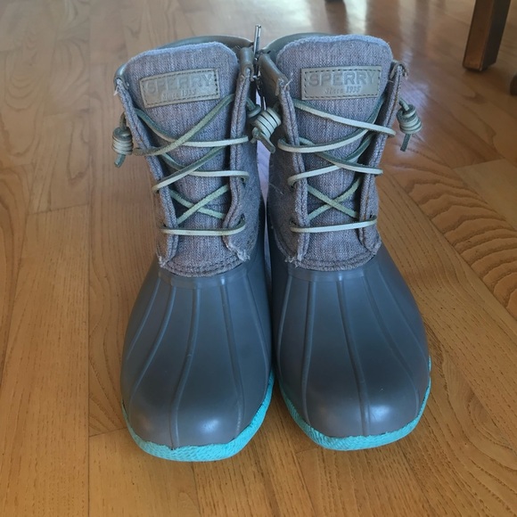 Sperry Top-Sider Boots Gray Waterproof Rubber Saltwater Short Rain womens size 6 - Picture 1 of 12